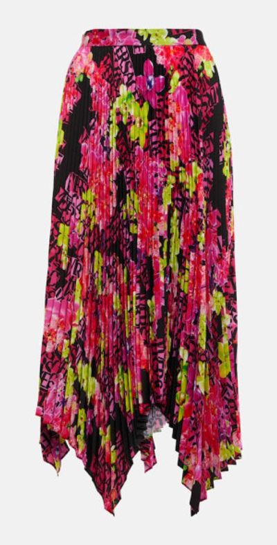 Versace Versace Logo Orchid pleated midi skirt
