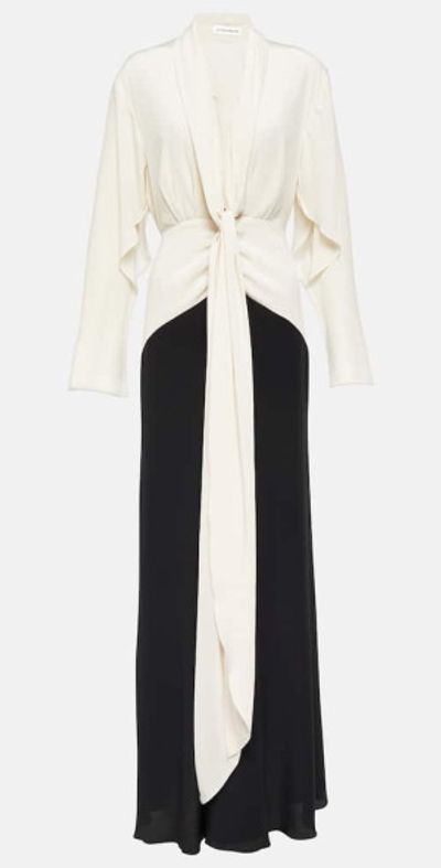 victoria beckham silk dress Draped floral-print silk-satin midi dress - red
