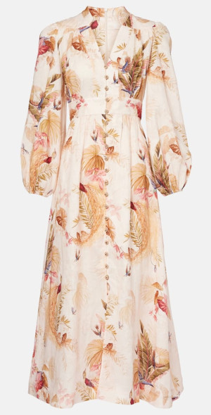ワンピース ZIMMERMANN FLORAL ASCENSION NECKLINE MIDI DRESS Zimmermann - Chintz Blue Floral Tiered Midi Dress