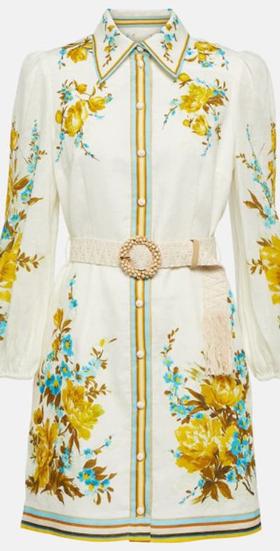 knee length dresses for ladies Zimmermann Halcyon printed linen midi dress  Lizzie Lend