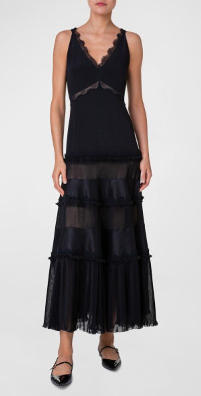 knee length dresses for ladies Lacquered Sea Fan Lace Fit-And-Flare Midi Dress Black / 2