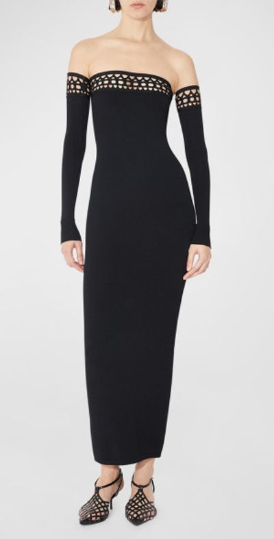 ALAIA Vienne Strapless Long Dress with Removable Sleeves