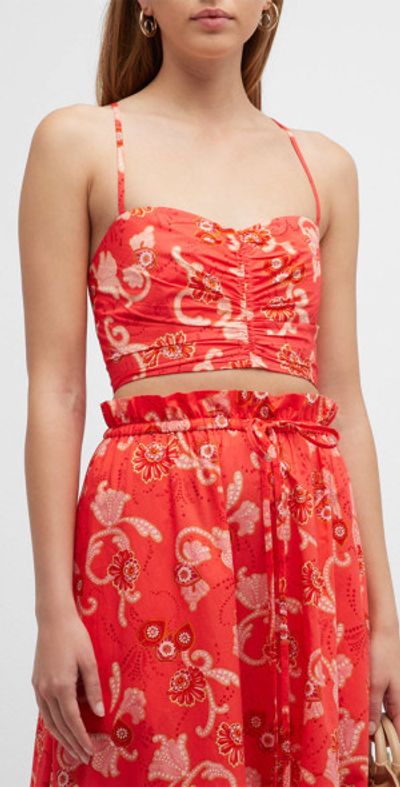 A.L.C. Arit Floral Ruched Crop Top