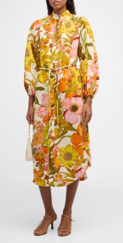 ALEMAIS - Silas Relaxed Floral Linen Midi Shirtdress