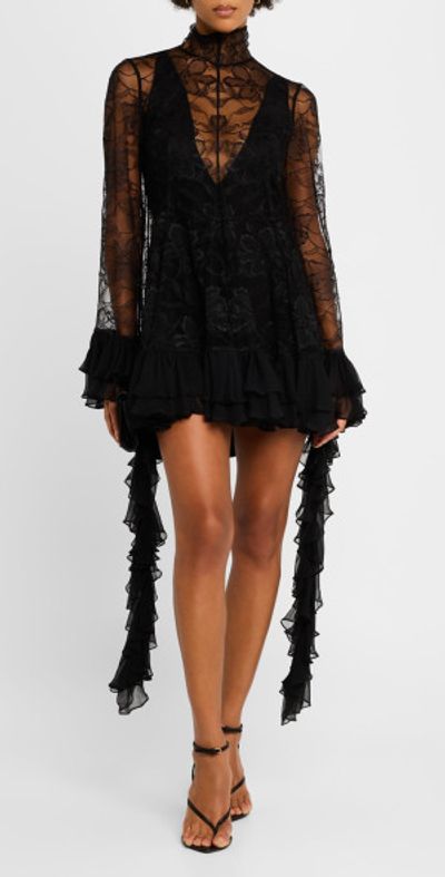 chinese dress ladies Alexis Black Semi-Sheer Floral Lace Mini Dress main image 1