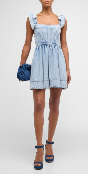 Alice + Olivia - Amina Corset Denim Mini Dress
