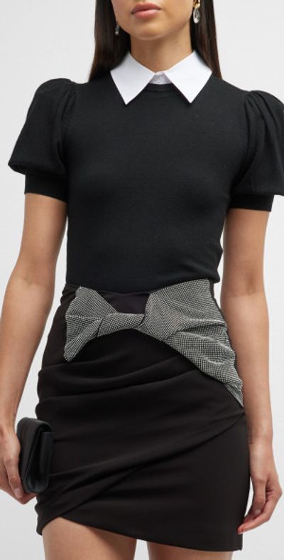 Alice + Olivia Chase Puff-Sleeve Detachable Collar Sweater
