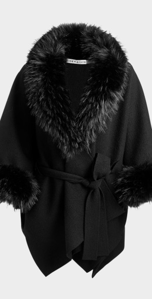 Alice + Olivia - Joanne Faux Fur-Trim Sweater Coat