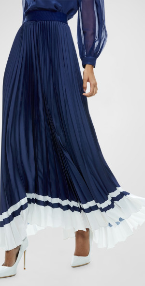 Pleated Satin Maxi Skirt main image 1
