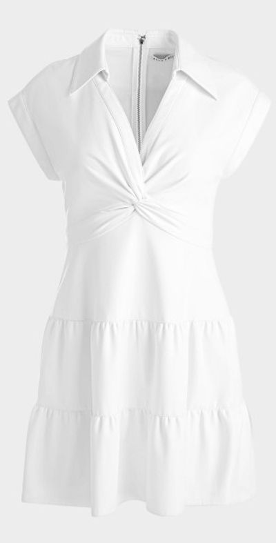 Alice + Olivia Mila Deep V Twist-Front Mini Dress