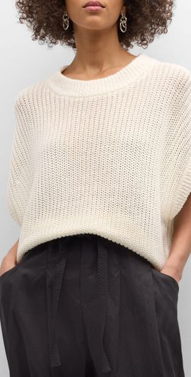Apiece Apart Oliva Dolman-Sleeve Knit Linen Vest