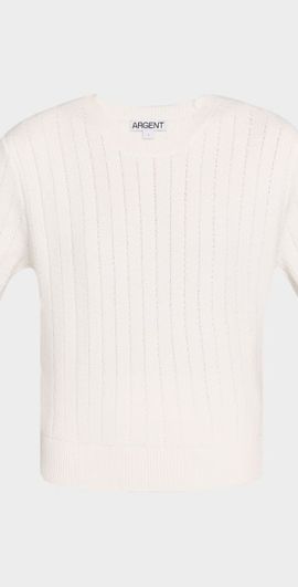 ARGENT Crewneck Herringbone Striped Top