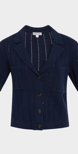 ARGENT Pointelle & Ribbed Knit Top