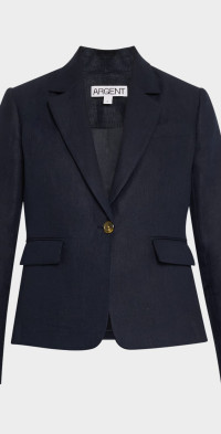 ARGENT Single-Button Basketweave Linen Blazer