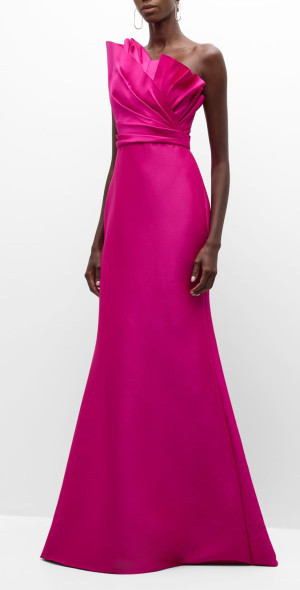 Badgley Mischka Scarf Strapless Gown Magenta main image 0