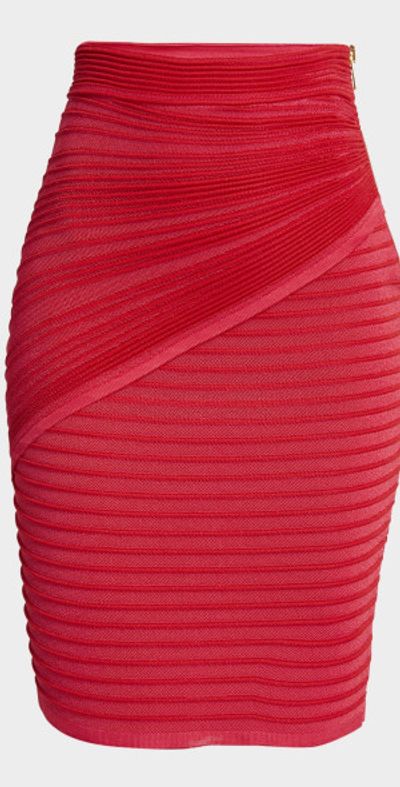 Balmain Ruched Knit Pencil Skirt