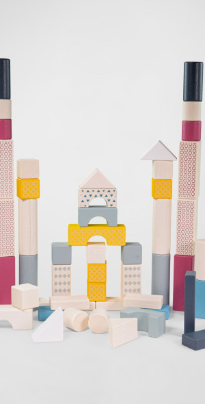 Bigjigs Toys - Kid's Drum of 50 Building Blocks