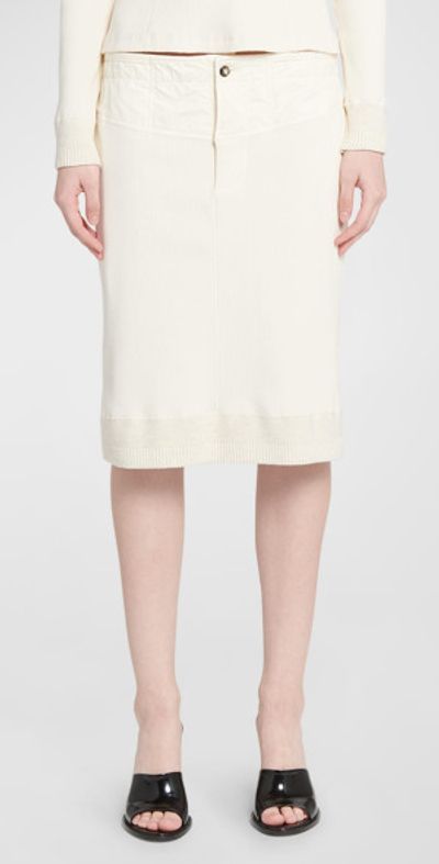 Bottega Veneta Low-Rise Compact Cotton Rib Jersey Straight Skirt