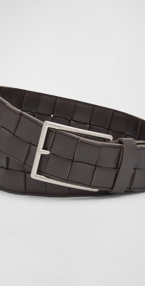 Ceinture En Cuir Moreschi Taormina Taille 115 - Noir, Tressée Kangourou - Neuve Avec étiquette