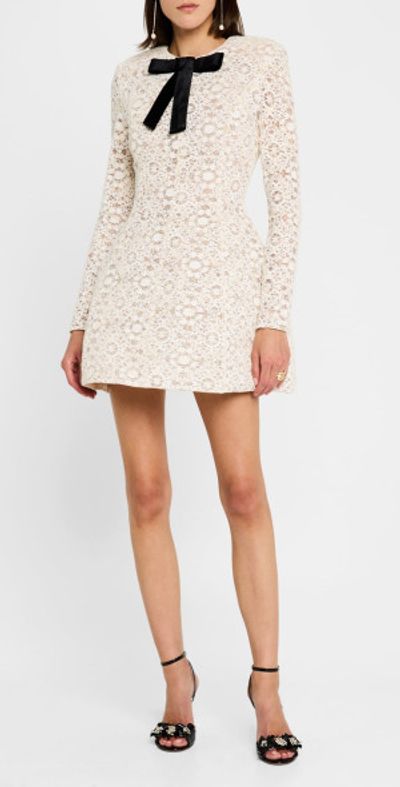 bella lace dress Bella White Eyelet Crochet Lace Mini Dress - Size S - Trendy Feminine Dress with Scalloped Neckline & Ruffle Skirt main image 1