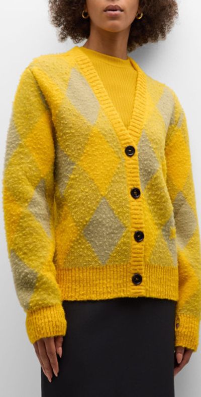 Burberry Check V-Neck Wool Cardigan