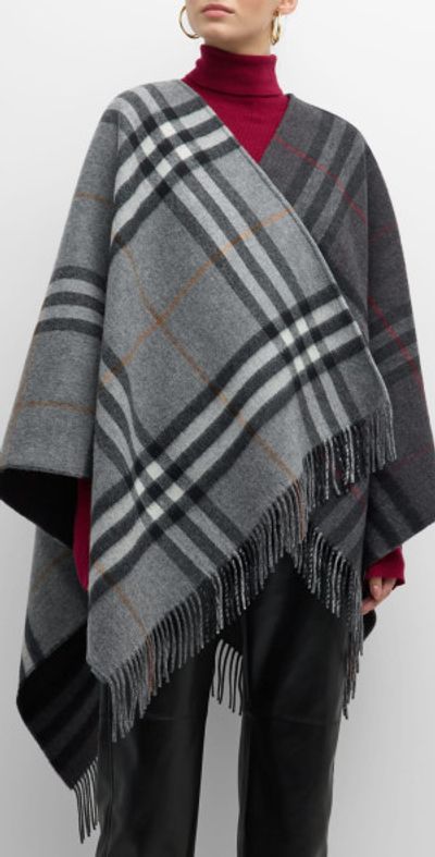 Burberry Giant Check Logo Cashmere-Blend Cape