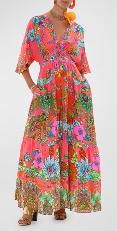 Camilla - Windmills and Wildflowers Waisted Maxi Dress