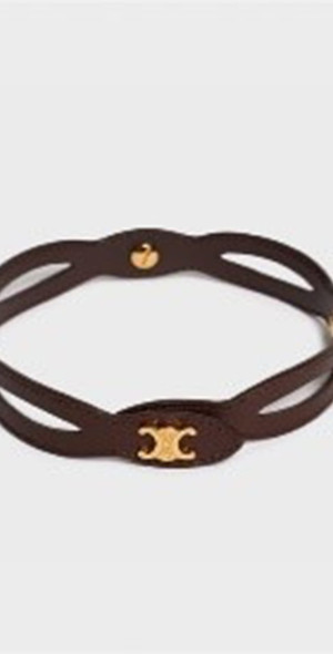 24PF new/CELINE 真鍮&レザーチョーカー choker Brown Celine - Brass & Leather Choker