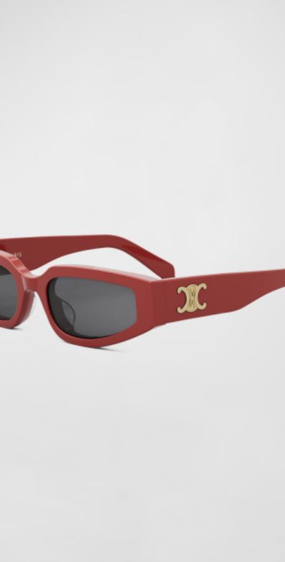 Celine - Triomphe Sleek Red Acetate Cat-Eye Sunglasses display picture 2