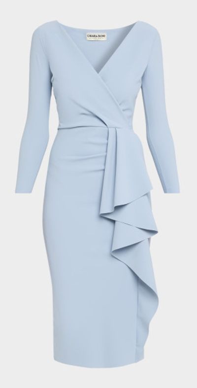 Chiara Boni La Petite Robe Draped Faux Wrap Bodycon Midi Dress