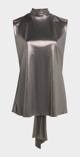 Chiara Boni La Petite Robe Draped Metallic Turtleneck Top