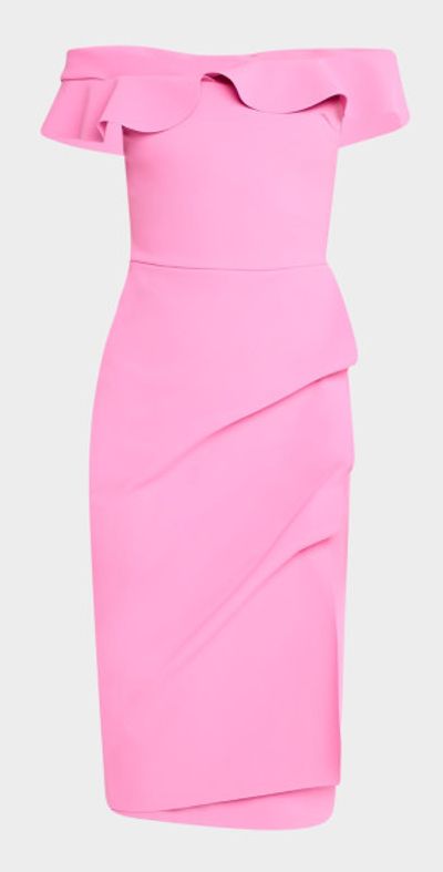 chiara boni la petite robe halter ruffle midi dress Chiara Boni La Petite Robe Hebana Halter Rosette Gown