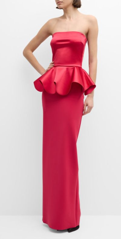 neiman marcus peplum dress Zac Posen Off-Shoulder A-Line Peplum Gown