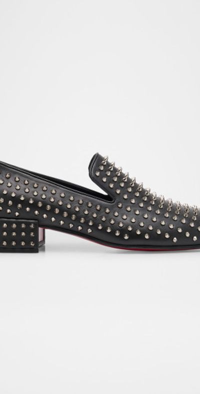 Christian Louboutin Men's Spikeasy Studded Nappa Leather Loafers