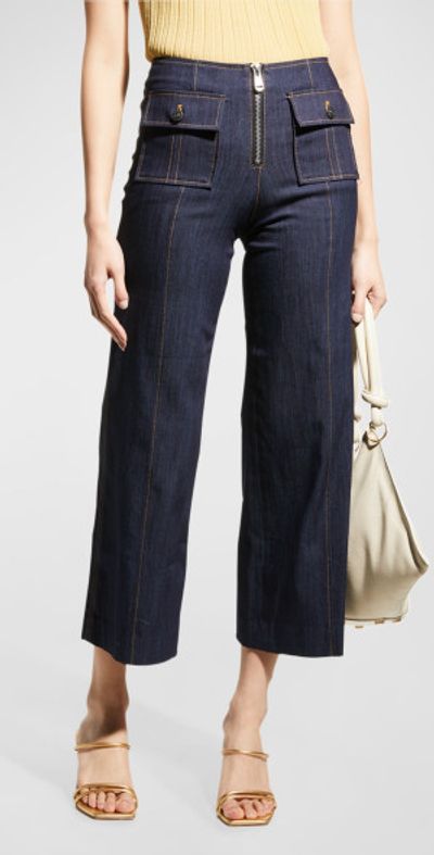 Cinq a Sept Azure Wide-Leg Stitched Pants