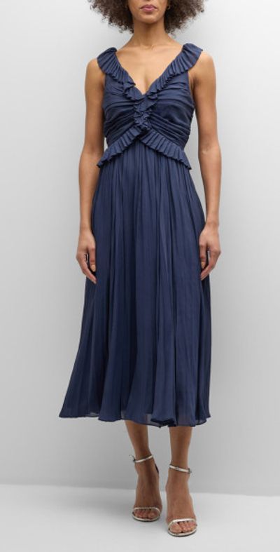 Cinq a Sept - Calloway Sleeveless Ruffle V-Neck Midi Dress
