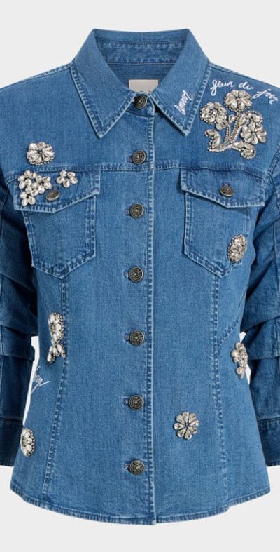 Cinq a Sept Canyon Embellished Denim Shirt Jacket