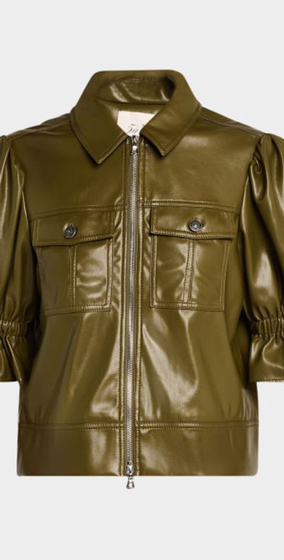 Cinq a Sept Holly Cropped Vegan Leather Jacket