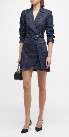 Cinq a Sept Jenessa Belted Denim Mini Wrap Shirtdress