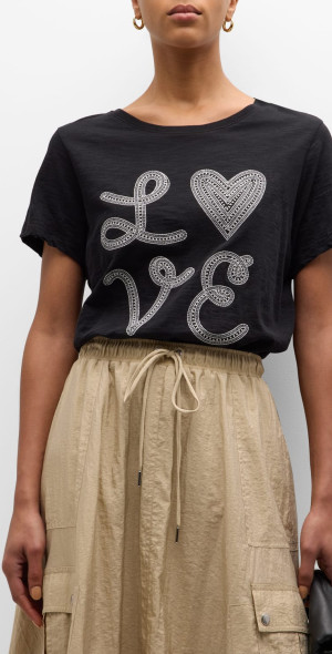 Cinq a Sept - Love Heart Print Short-Sleeve Cotton T-Shirt