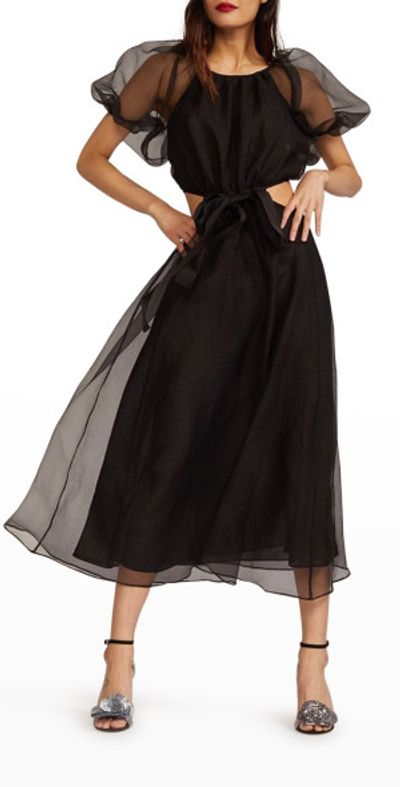 Cynthia Rowley Clara Puff-Sleeve Organza Dress