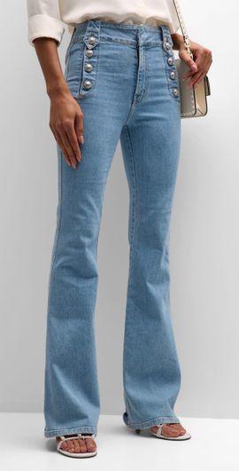 Derek Lam 10 Crosby Robertson Flare Sailor-Button Jeans