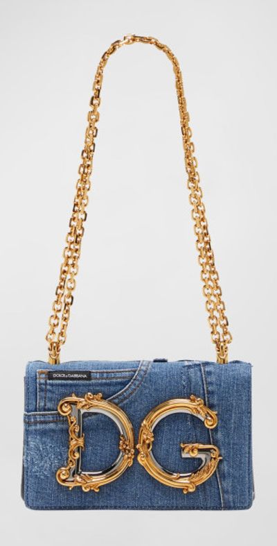 Dolce Gabbana DG Girls Medium Patchwork Denim Shoulder Bag