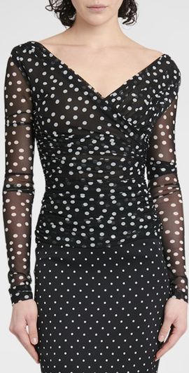 Dolce & Gabbana Polka-Dot Tulle Wrap Top