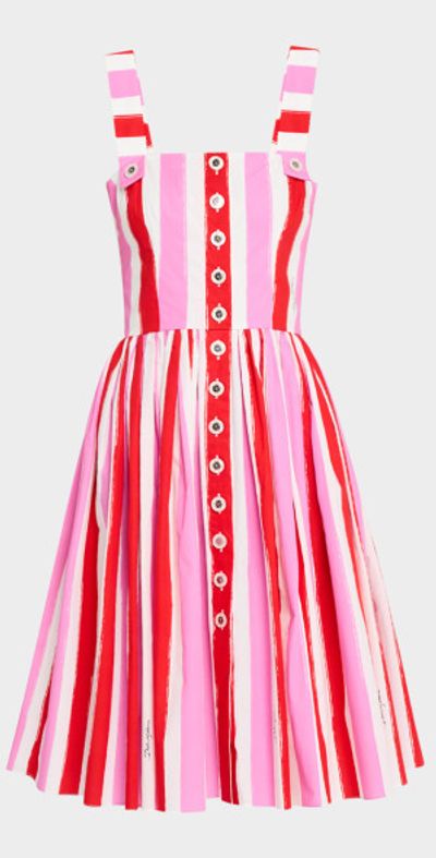 Dolce & Gabbana Stripe Poplin Sleeveless Dress