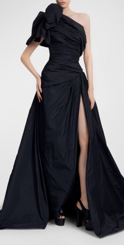 elie saab one shoulder dress Elie Saab Sequinned Velvet One Shoulder Dress