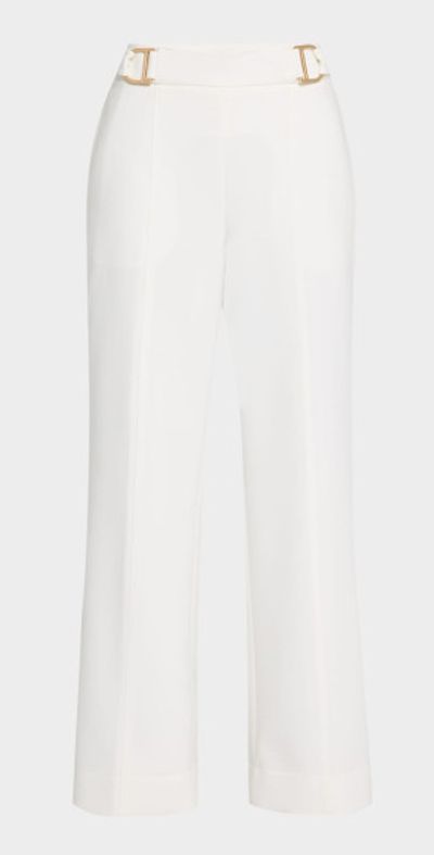 Elie Tahari The Ines Wide-Leg Metallic Buckle Pants