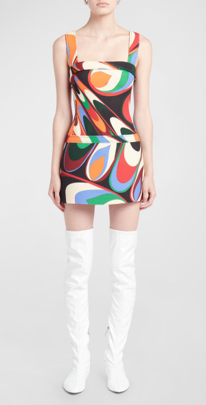Emilio Pucci - Abstract-Print Sleeveless Drop-Waist Mini Dress