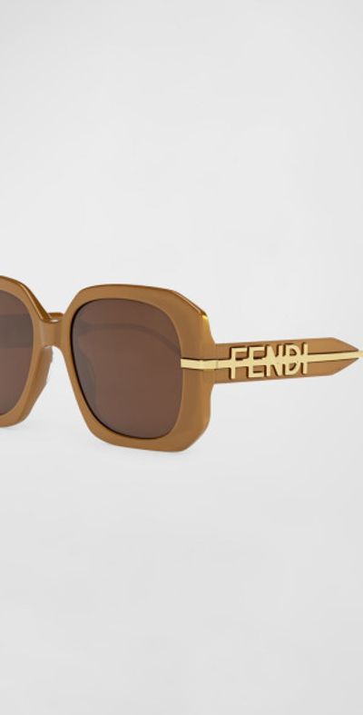 Fendi - Oversized Logo Square Acetate & Metal Sunglasses display picture 3