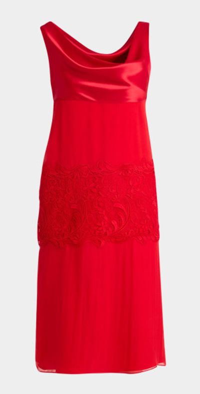 Ferragamo lace-Panel Silk Chiffon Midi Dress